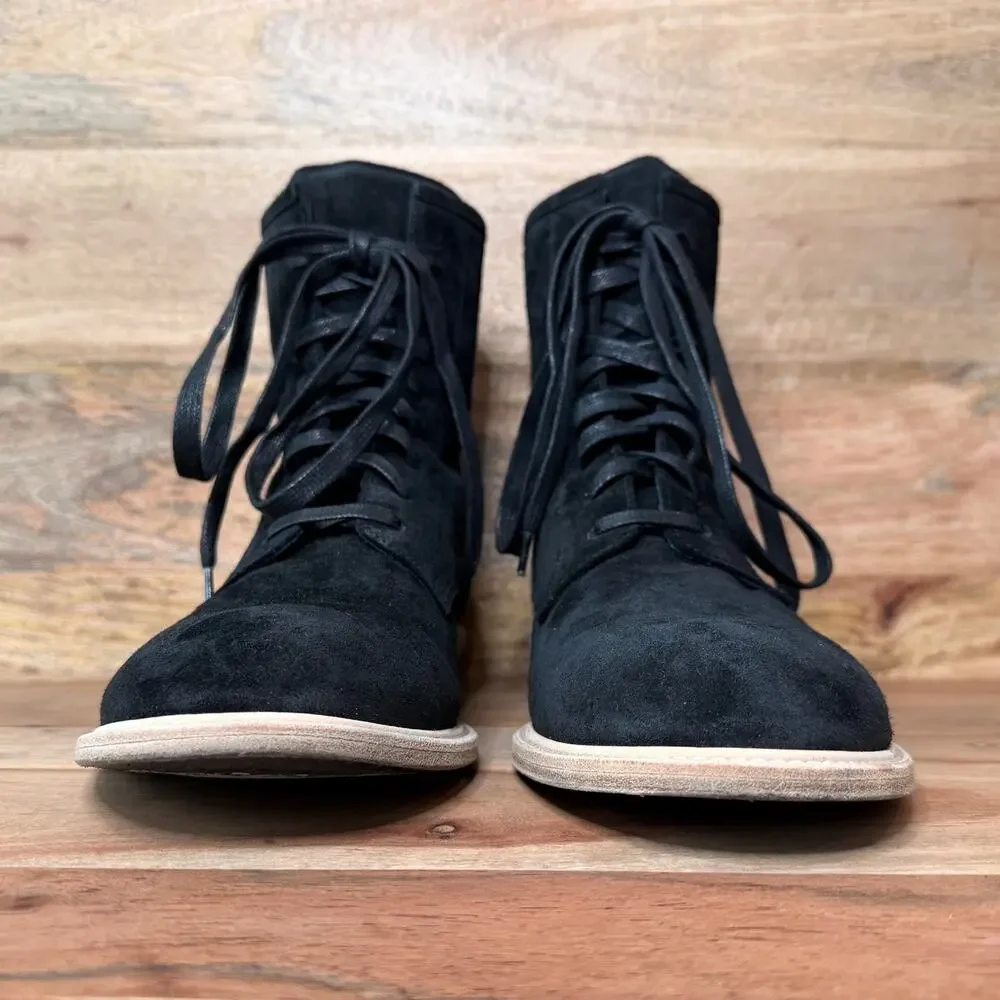 VALAS Los Angeles Men's 12 Italian Black Nubuck Suede Leather Rebel Boots